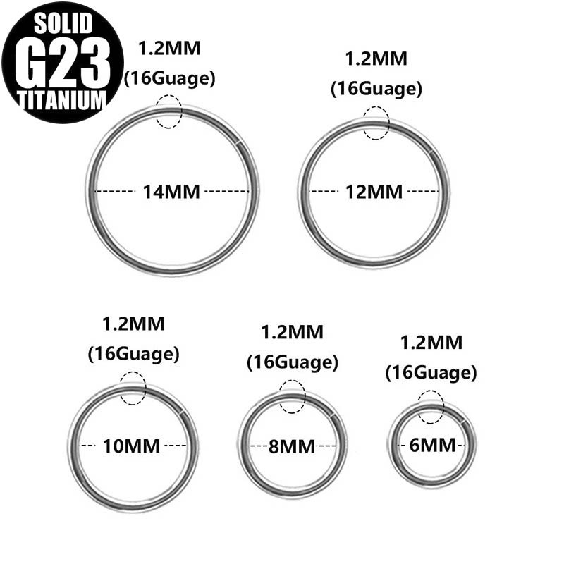 F136 Titanium Alloy Seamless Nose Ring - Gold 1.2x12mm Closed Ring for Nostril Piercing - Image 5