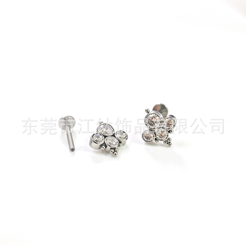 G23 Titanium Lip Piercing Stud with 5A Zircon, 1.2mm x 12mm Labret Lip Nail Earring - Image 4