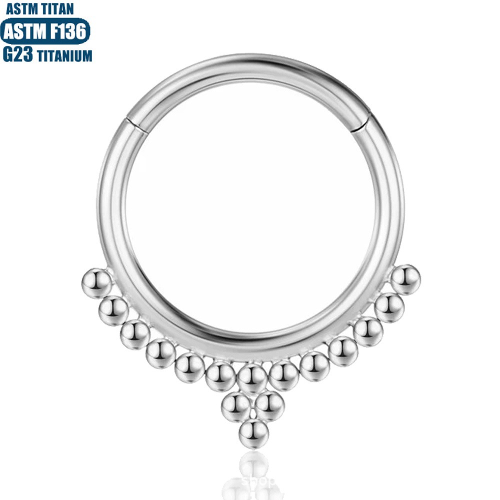 G23 Titanium Alloy Seamless Hinge Nose Ring with Bead Cluster - Cartilage Conch Earring for Women Fashion OL - Image 2