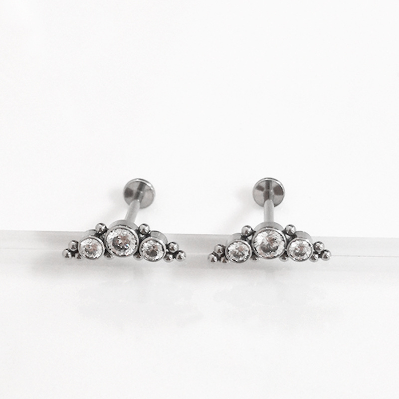F136 Titanium Earring with Zircon Inner Teeth Welding Fashion G23 Titanium Alloy Body Piercing Jewelry Ear Bone - Image 3