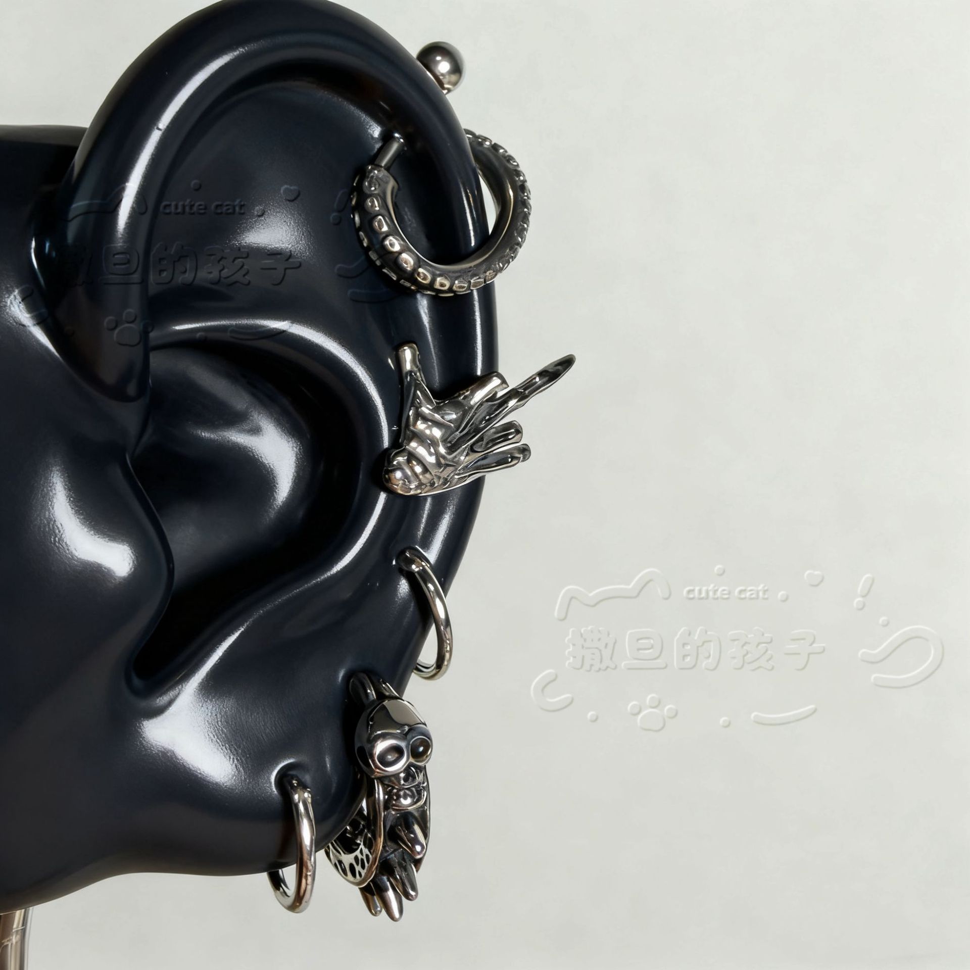 Satan's Child Spiked Earrings - Tragus Devil Studs Punk Unisex 316L Surgical Steel Non-Fading - Image 4