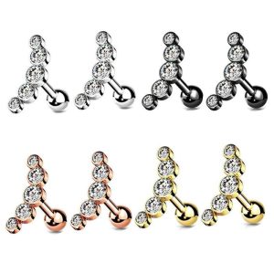 European American Stainless Steel Star CZ Earrings – 4 Colors Body Piercing Jewelry