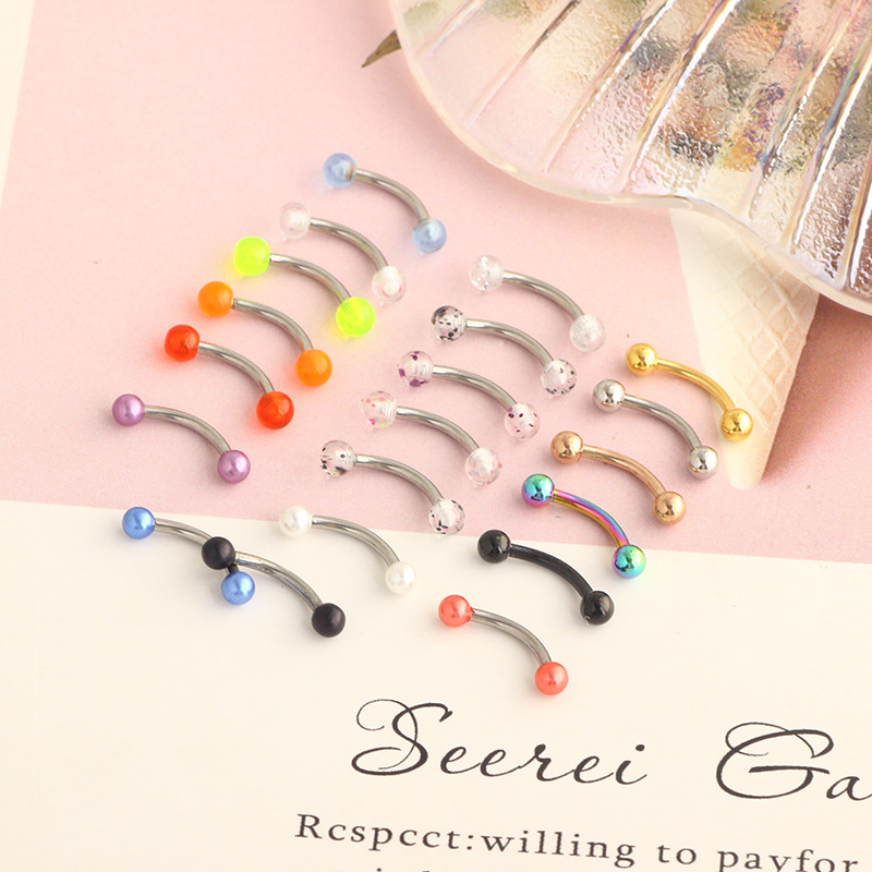 16G Stainless Steel Micro-Inlaid Zircon Eyebrow Ring Screw Ball Fashion Earrings Set of 10 - Image 4