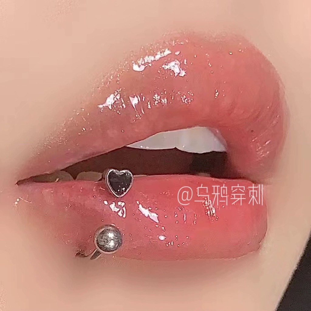 Red Heart 12mm Horseshoe Lip Ring 316L Surgical Steel External Thread Lip Hoop Piercing Jewelry Sweet Cool Style Wholesale - Image 2