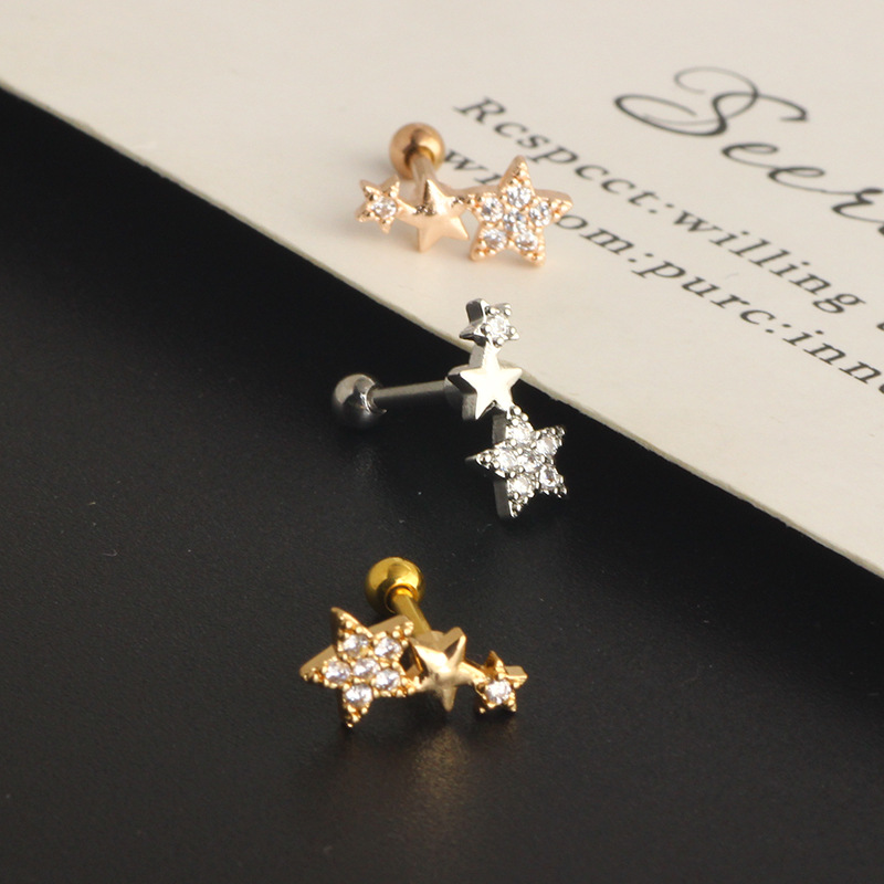 Shining Stars Zircon Earrings Korean Fashion Diamond Ear Cuff for Helix Tragus Cartilage Piercing - Image 3