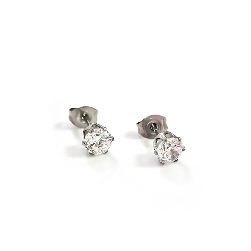 F136 Titanium Earrings 5A Round Zircon Butterfly Buckle Ear Bone Nail Simple G23 Titanium Alloy Body Piercing Jewelry - Image 5