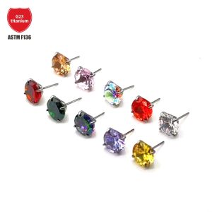 G23 Titanium Lip Piercing Jewelry Labret Stud with 5A Zircon Lip Nail Insertion Piercing