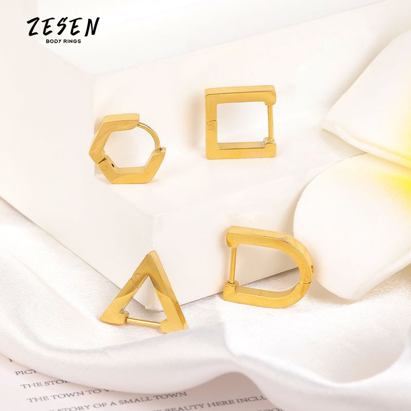 14K Gold Stainless Steel Hoop Earrings for Women - Simple Stylish Ear Clips - Image 5