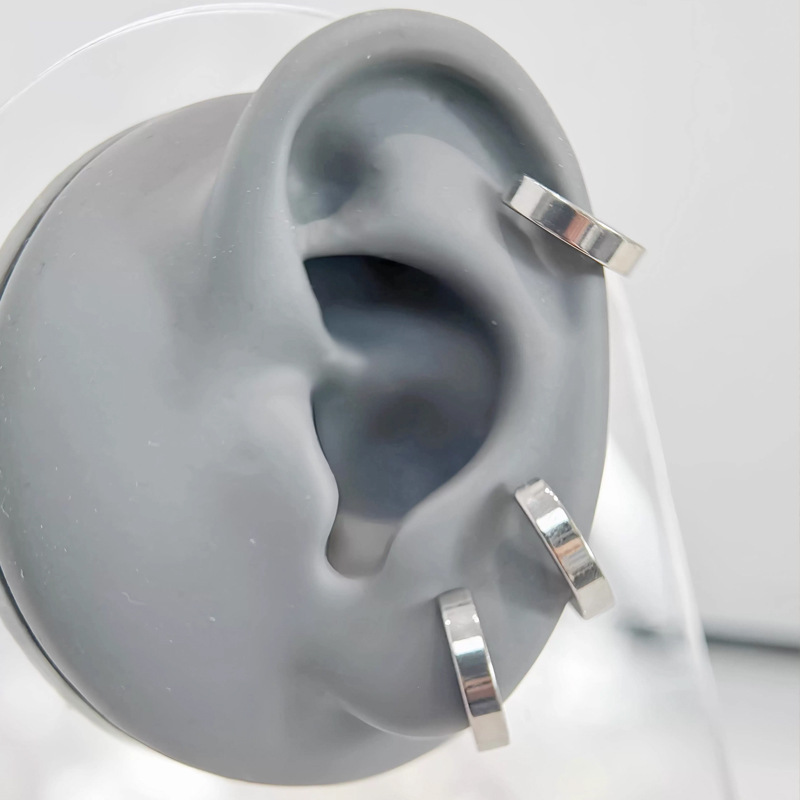 F136 Titanium Alloy D-Shaped Earrings Unisex Simple Plain Hoop Ear Studs Piercing Jewelry Ear Hole Care Ear Bone Studs - Image 4