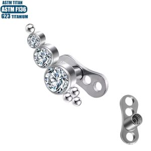 F136 Titanium Alloy Zircon Dermal Anchor with Internal Thread for Clavicle Body Piercing Jewelry