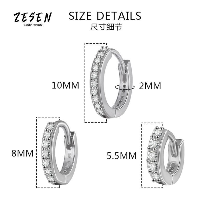 Full Bright Hand Throwing Round Line CZ Earrings Copper Diamond Zircon Earrings for Women - Image 5