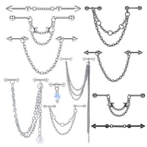 Amazon Cross-Border Pearl Ear Chain Five-Pointed Star Ear Bone Stud Fashion Jewelry Wholesale - Stainless Steel