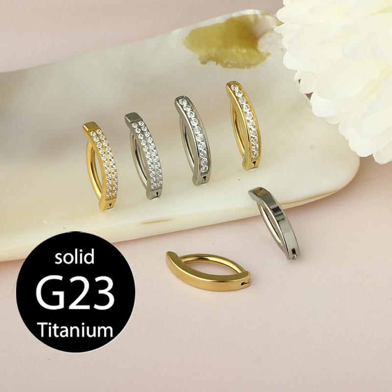 G23 Titanium Alloy Navel Ring for Women Zircon Inverted Belly Button Piercing Glossy Navel Ring - Image 4