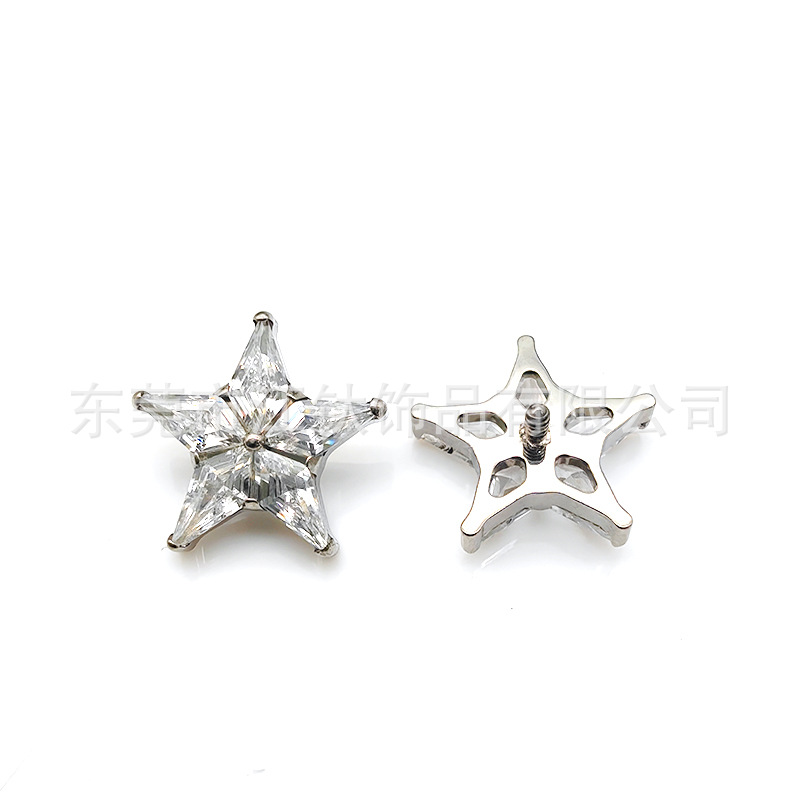Titanium Five-Pointed Star Earring Stud Zircon Sea Star G23 ASTM F136 Cartilage Ear Piercing Jewelry Bone Nail - Image 5