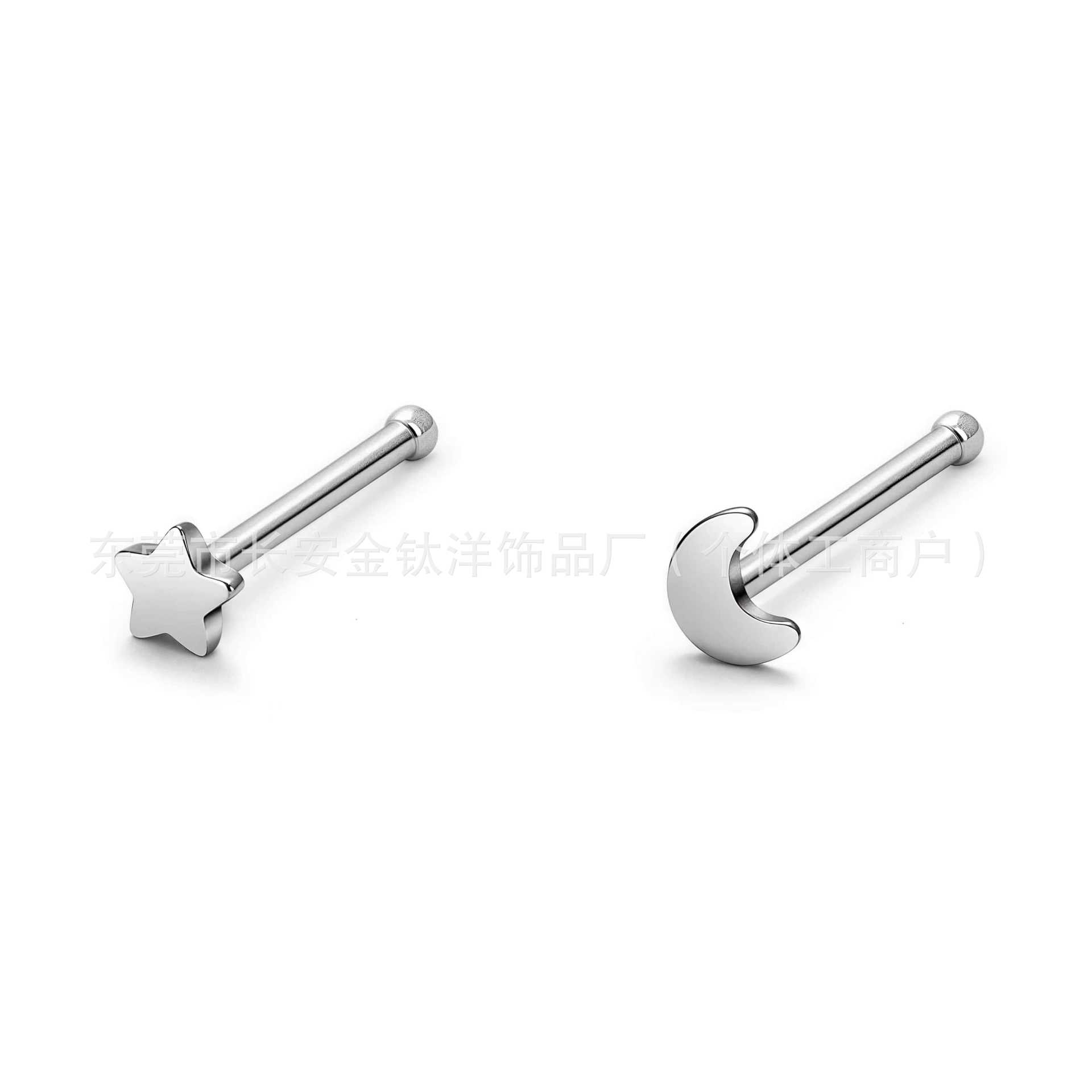 F136 Titanium Heart Star Moon Cross Nose Nail Lip Stud 1-Shaped Piercing Jewelry - Image 3