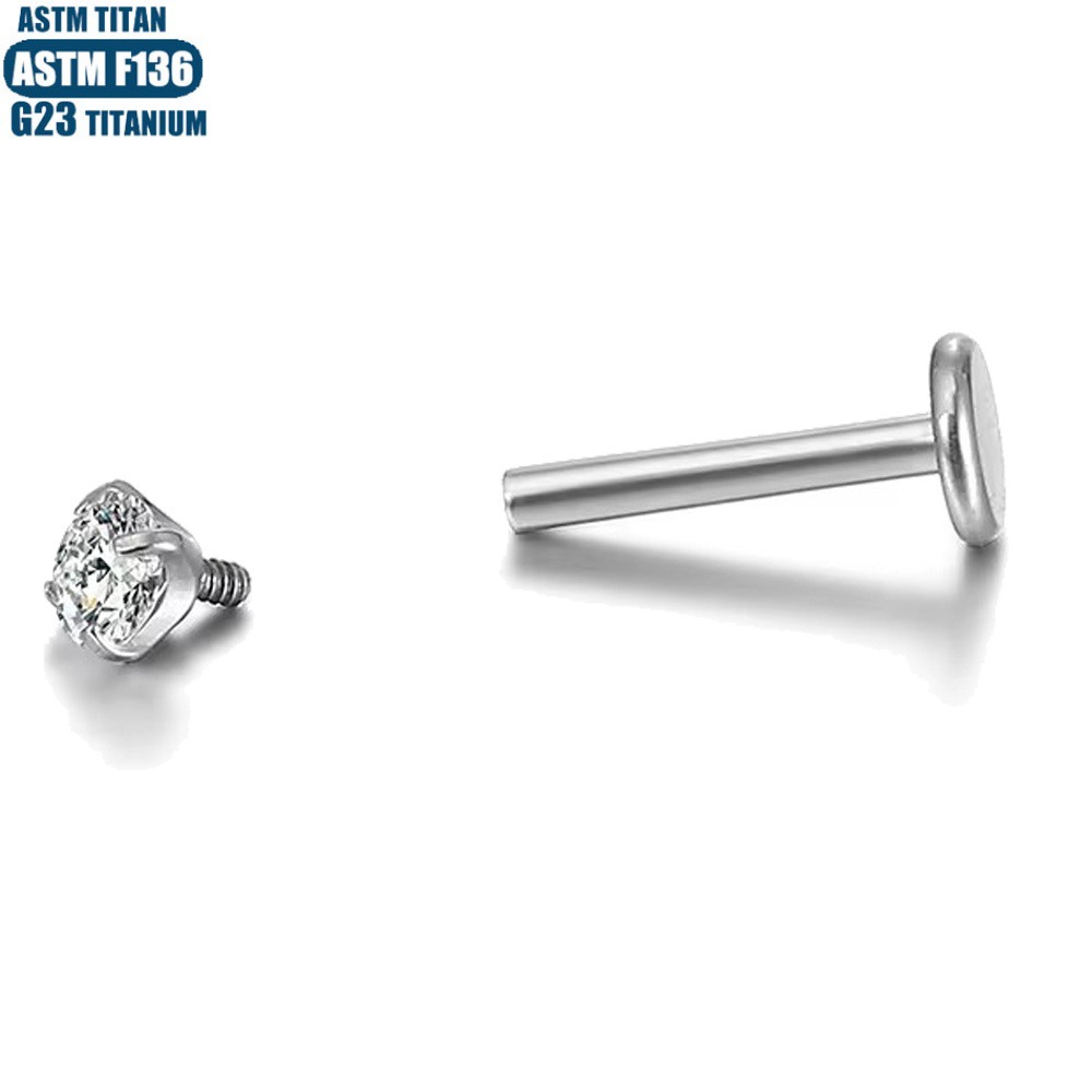 F136 Titanium Lip Ring with Diamond Thread Inner Tooth Piercing Small Ear Stud Human Piercing Jewelry Lip Stud Earring Lip Decoration - Image 3