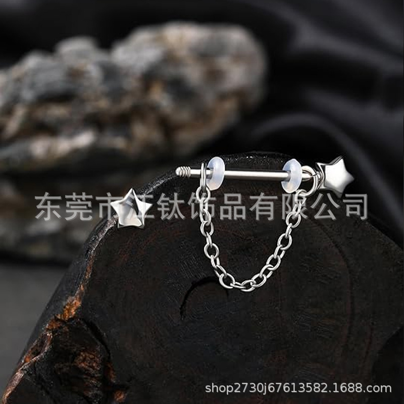 G23 Titanium Star Earrings ASTM F136 Titanium Alloy Body Piercing Jewelry for Lip Nail Customized - Image 3