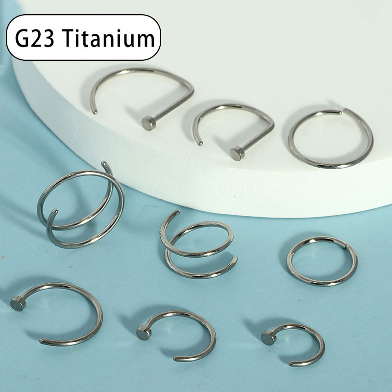 G23 Titanium Nose Ring Lip Ring 20G Thin Rod Basic C Curve Nose Stud - 1 Piece - Image 3