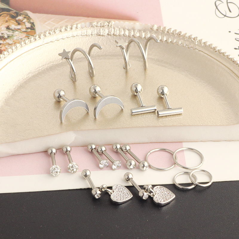 18Pcs 16G Stainless Steel Cartilage Tragus Earrings Studs for Men Body Piercing Jewelry - Image 4
