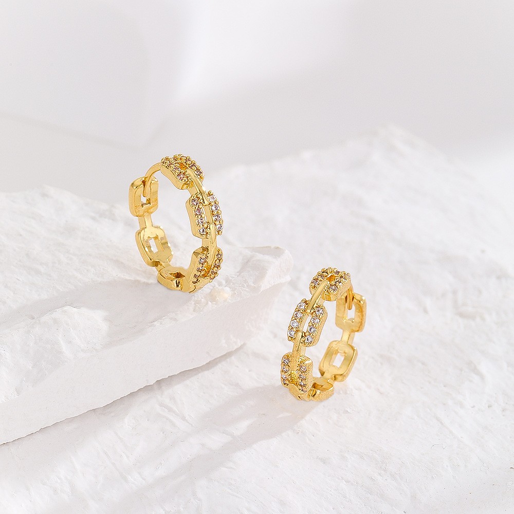 South Korea Fashion Simple Gold Geometric CZ Earrings for Women Light Luxury INS Style Temperament Ear Jewelry Wholesale - Image 2