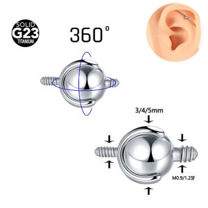 G23 Titanium Ear Bridge Ear Bone Nail Conversion Bead Piercing Jewelry Connector 1.2/0.9 Tooth Two-Way Movable Titanium Ball