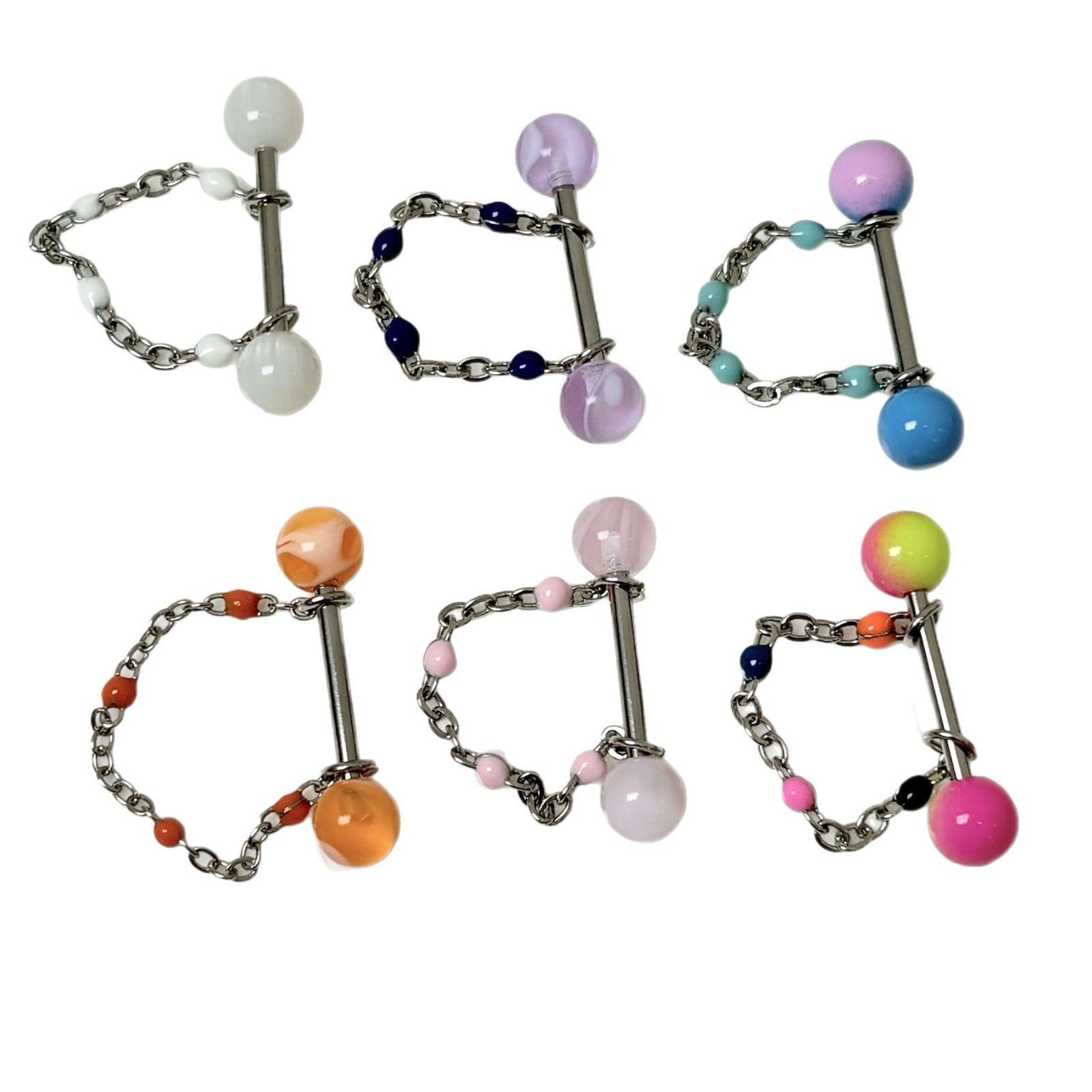 6-Color Acrylic Chain Tongue Barbell Moire Cat's Eye Removable Chain Tongue Piercing Jewelry Wholesale - Image 5