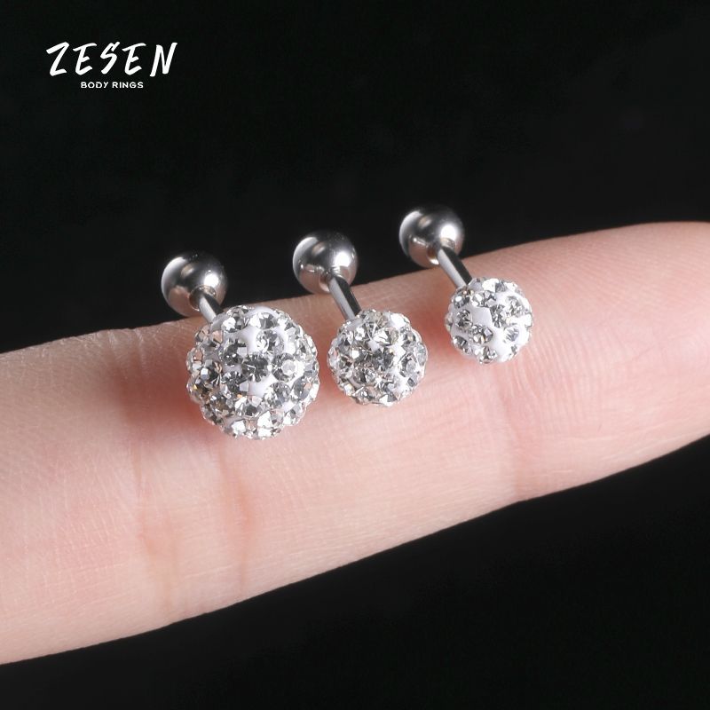 European American CZ Multi-Ball Stud Earrings Titanium Steel Lip Stud Replacement Nail Cute Ear Bone Stud Wholesale - Image 3