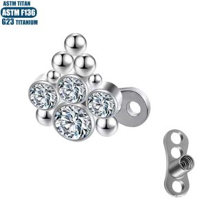 G23 Titanium Subcutaneous Implant Buried Screw Internal Thread Zircon Bone Screw with Base Body Piercing Skin Screw