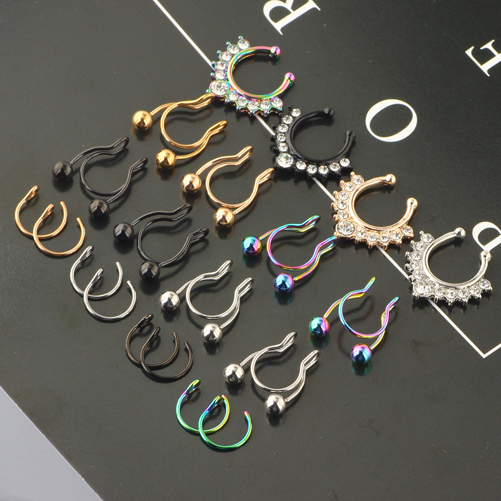 Stainless Steel Nose Ring Clip Set - Fake Piercing Nose Hoop 18Pcs Combo Wholesale - Image 5