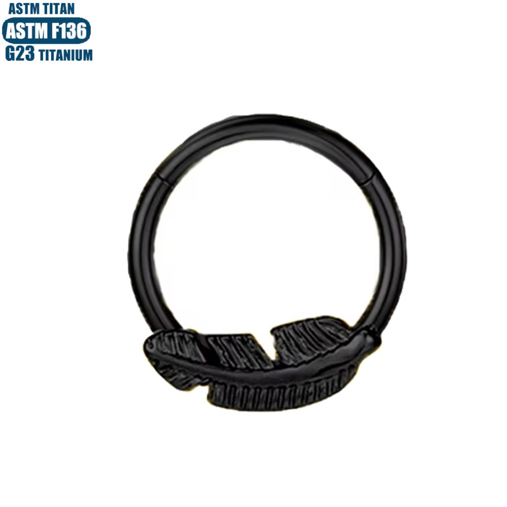 Black F136 Titanium Alloy Seamless Nose Ring - 1.2x12mm Open Hoop for Septum, Nostril, Tragus & Cartilage Piercing - Image 2