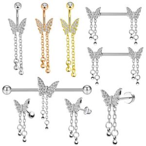 Stainless Steel Navel Ring Industrial Earrings Breast Ring Body Piercing Jewelry Ear Studs