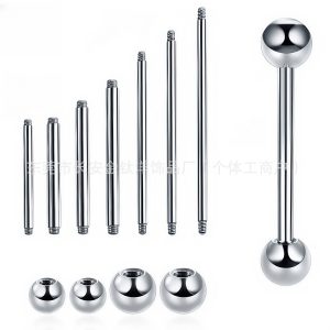 F136 Titanium External Thread Double-Headed Pointed Cone Ball Straight Barbell - Ear Tongue Nail Breast Piercing Jewelry