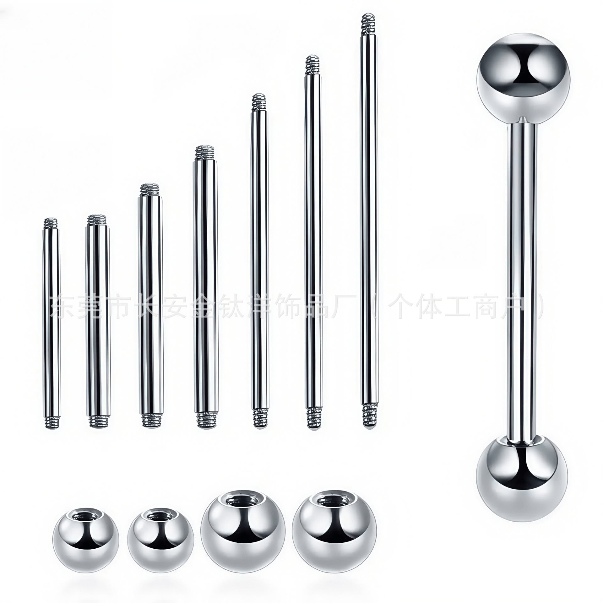 F136 Titanium External Thread Double-Headed Pointed Cone Ball Straight Barbell - Ear Tongue Nail Breast Piercing Jewelry - Image 2