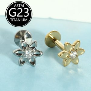 G23 Titanium Flower Lip Stud 6-10mm 16g Internally Threaded Labret Ear Bone Nail Body Piercing Jewelry Single Sale