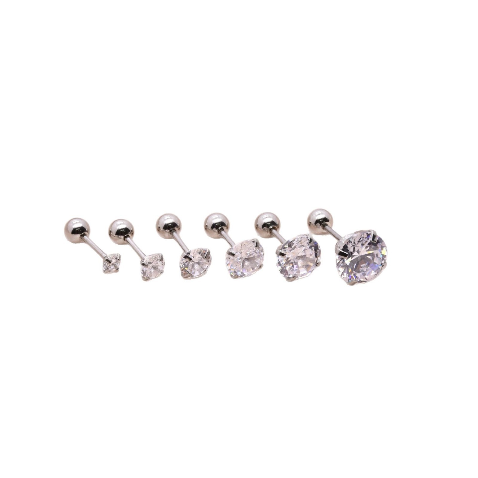 8mm White CZ Flat Back Earring 316L Surgical Steel Stud Ear Piercing Jewelry for Women - Image 5