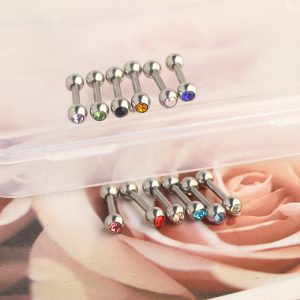 Stainless Steel Single Head Rhinestone Star Ear Stud Cartilage Piercing Jewelry 1.2*6*3 Straight Rod