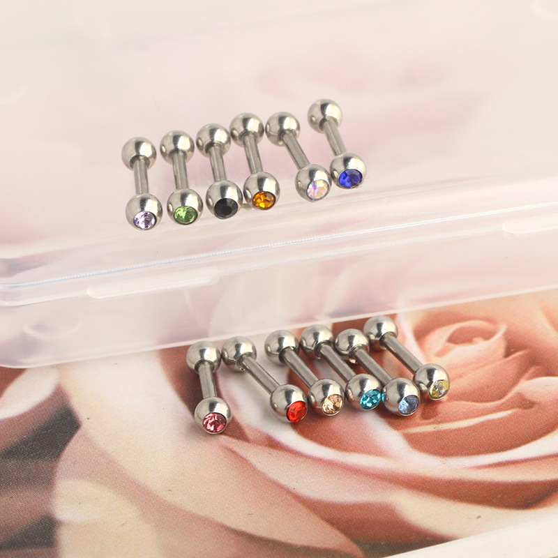 Stainless Steel Single Head Rhinestone Star Ear Stud Cartilage Piercing Jewelry 1.2*6*3 Straight Rod - Image 3