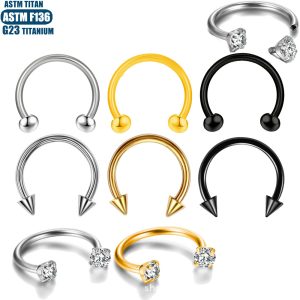 F136 Titanium Nose Ring Septum Ring Horseshoe Rod Lip Nail Ear Bone Ring Internally Threaded Piercing Jewelry