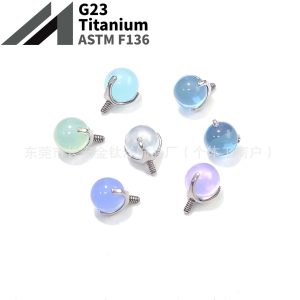 F136 Titanium Three-Claw Bezel-Set Opal Ball Earrings Lip Nails Tongue Nails Ear Bone Nails G23 Titanium Alloy Piercing Jewelry