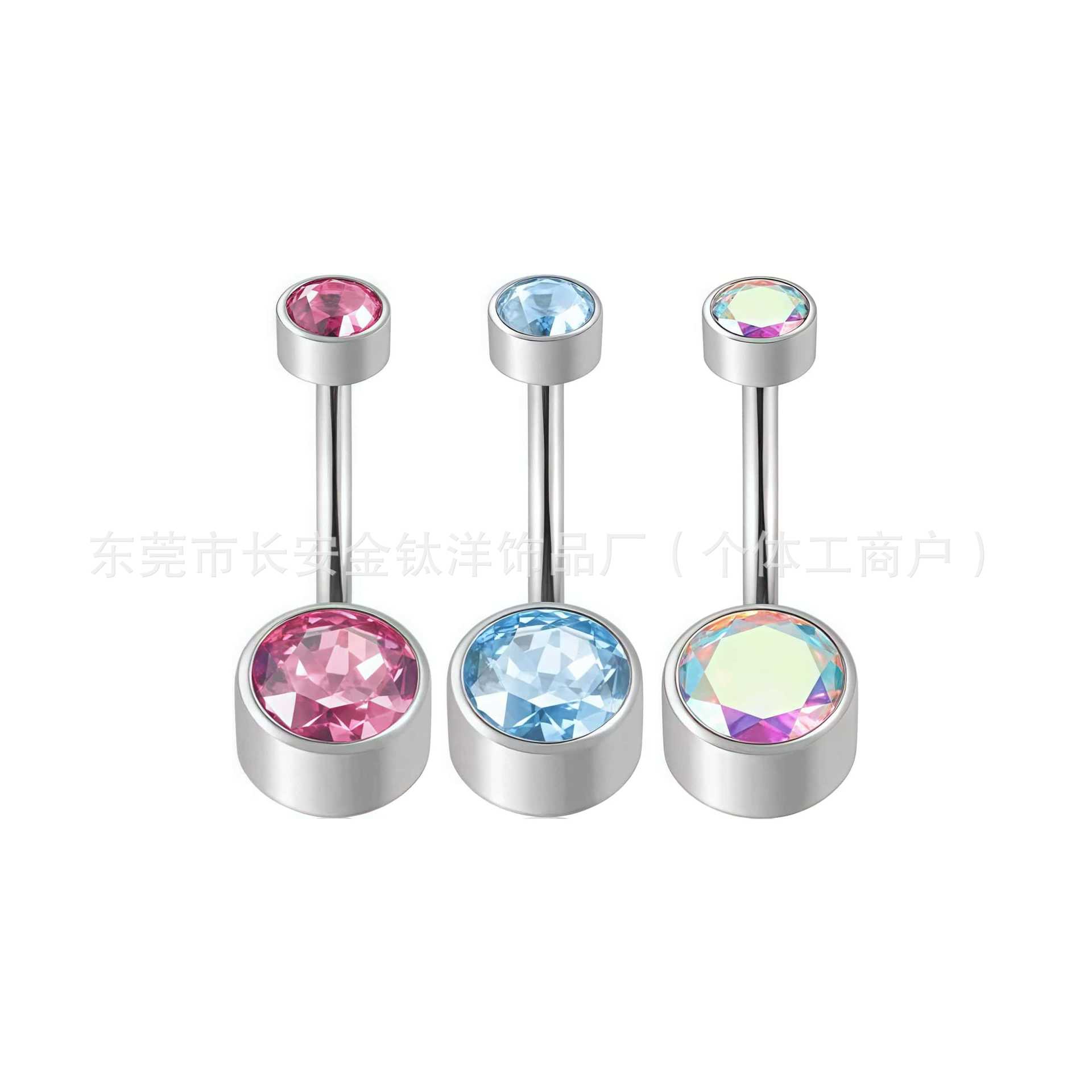 F136 Titanium Internal Thread Cylindrical Navel Ring with 5A Zircon G23 Titanium Body Piercing - Image 4
