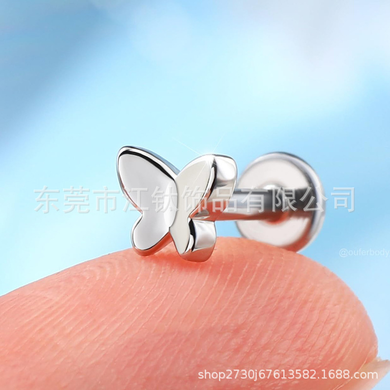 Titanium Small Butterfly Ear Nail Lip Nail G23 ASTM F136 Piercing Jewelry Gold 1.2x8mm - Image 4