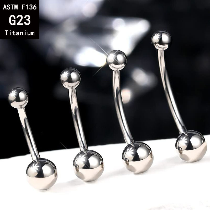 G23 Titanium Internal Thread Curved Navel Ring 14G F136 Alloy Fine Polished Ball Belly Button Piercing Jewelry - Image 2
