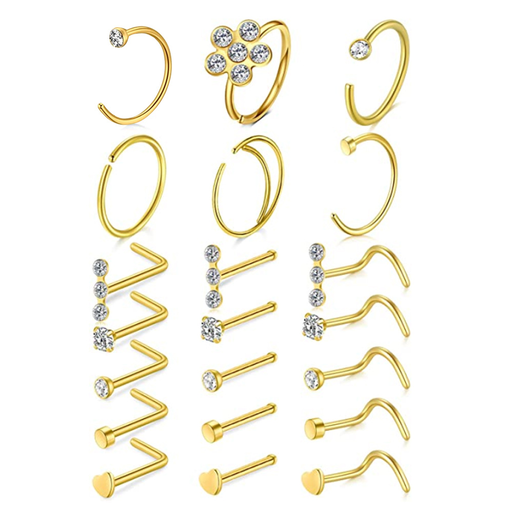 Tide Cool Nose Nail Set with C-Shaped U-Shaped Rings - Stainless Steel Body Piercing Jewelry Kit for Men and Women - Image 5