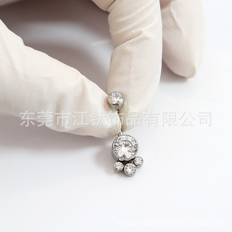G23 Titanium Navel Ring with Diamond-Embedded CZ Star by JT398 - 14G 1.6mm x 10mm - Image 4