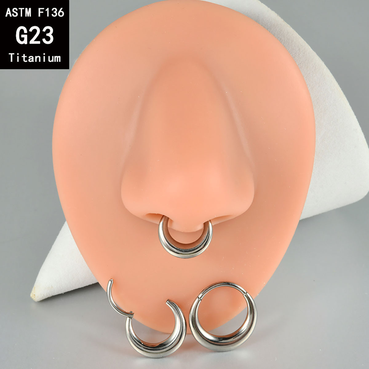 G23 Titanium Oval Septum Nose Ring Earrings - Gold Crescent Ear Bone Ring Classy Body Jewelry - Image 3