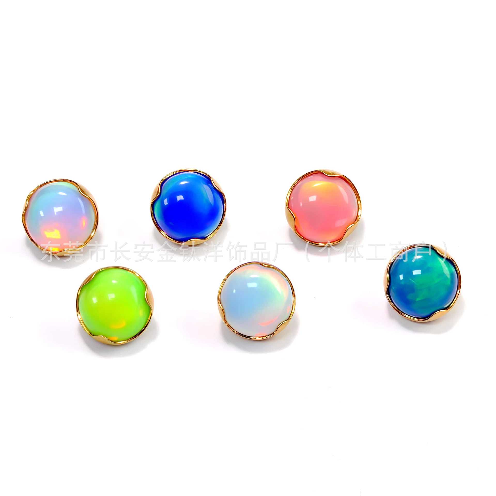 F136 Titanium 18K Gold-Plated Wavy Edge Flats Bottom Nebula Opal Earrings Ear Bone Nails G23 Titanium Alloy Piercing Jewelry - Image 5