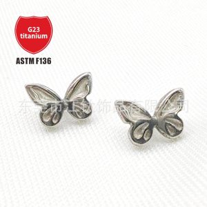 G23 Titanium Butterfly Cartilage Stud Earring 16G Flat Back Ear Piercing Jewelry