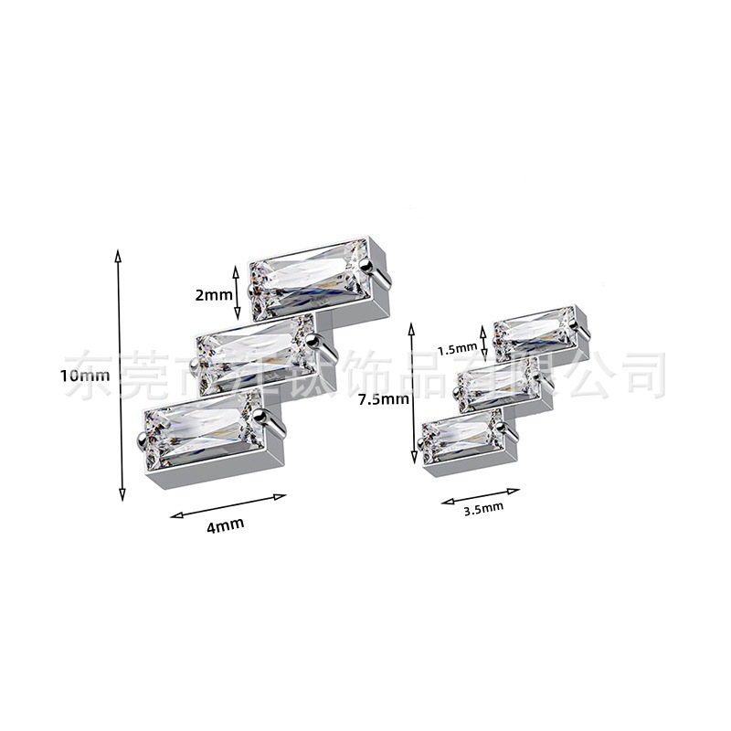 G23 Titanium Ear Bone Stud Square Inlaid Zircon Cross Body Piercing Jewelry - Image 3