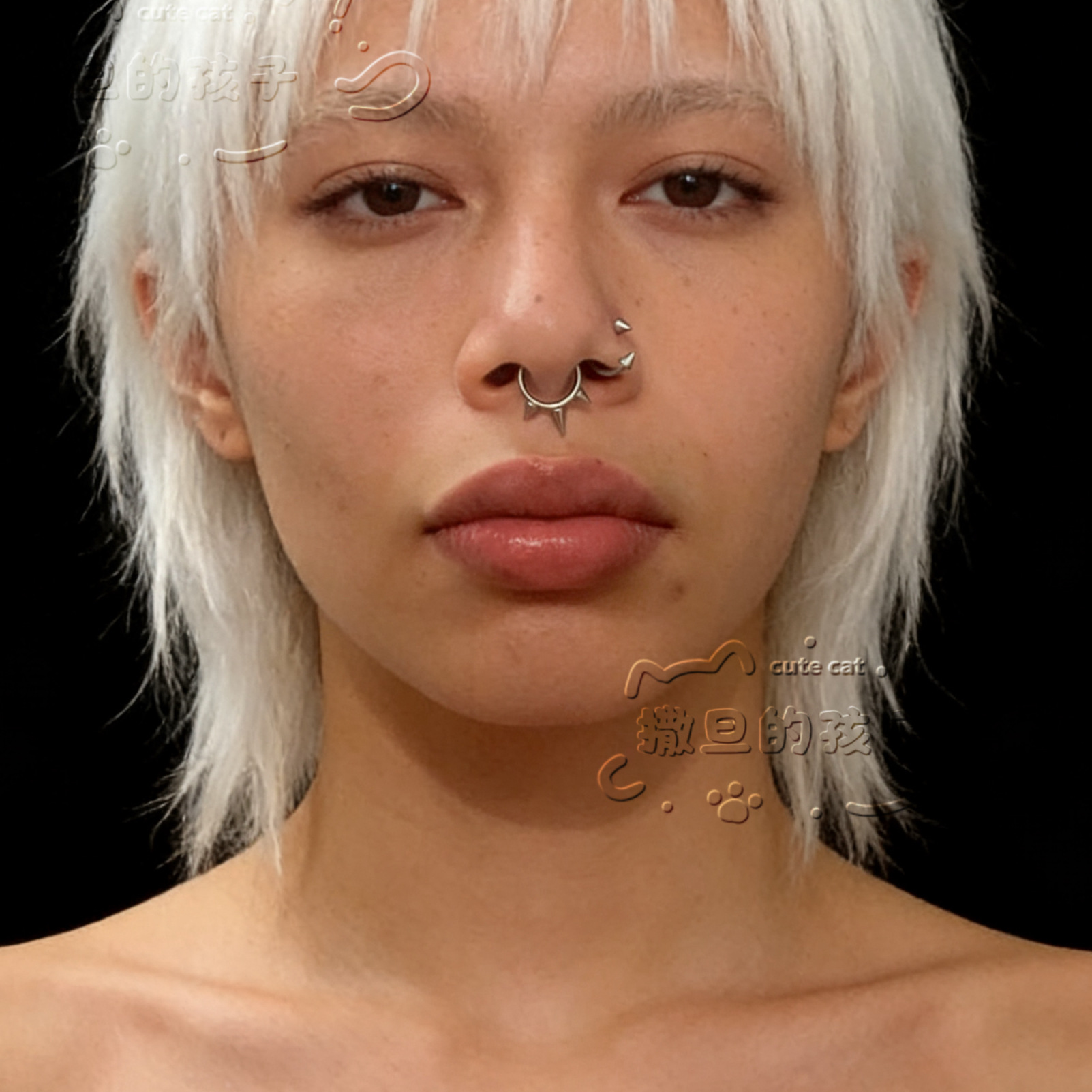 Titanium Steel Nose Septum Ring Nose Stud Lip Ring Ear Bone Ring Piercing Jewelry - Three Spikes Seamless Hoop - Image 4