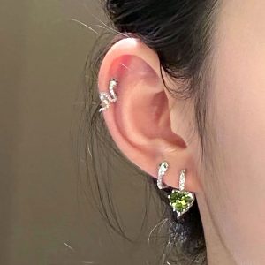 Olive Snake Ear Cuff Ear Bone Earring Full Diamond Snake Earring Small Earrings Wholesale